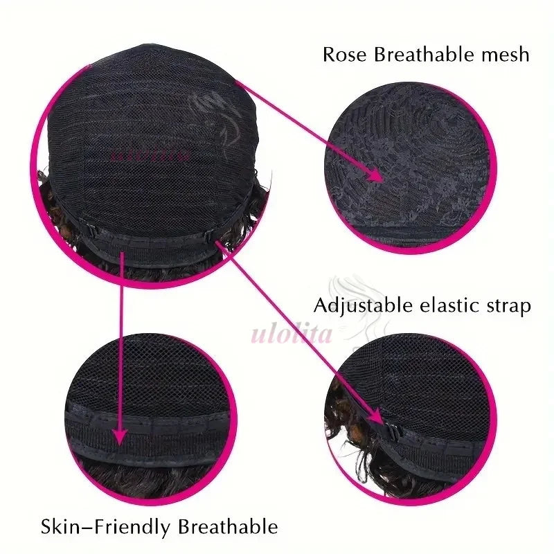 Short Finger Wave Wig Brazilian Human Hair Wig For Women Brown Short Ocean Wave Wig Peruca 99J Burgundy Pixie Cut Machine Wigs