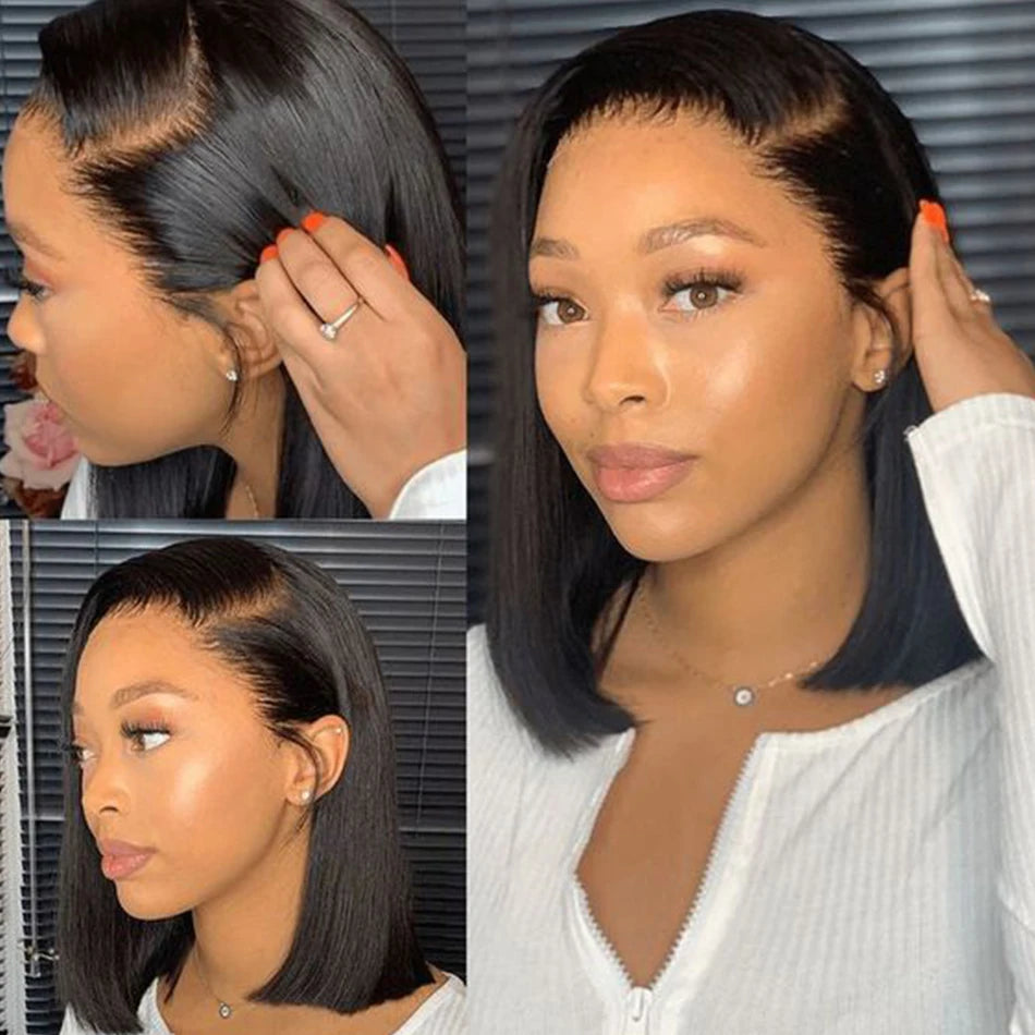 Bob Wig Brazilian Hair Lace Front Human Hair Wigs Short Bob Wig Pre Plucked Natural Color 4x4 Lace Part Lace Wigs For Women