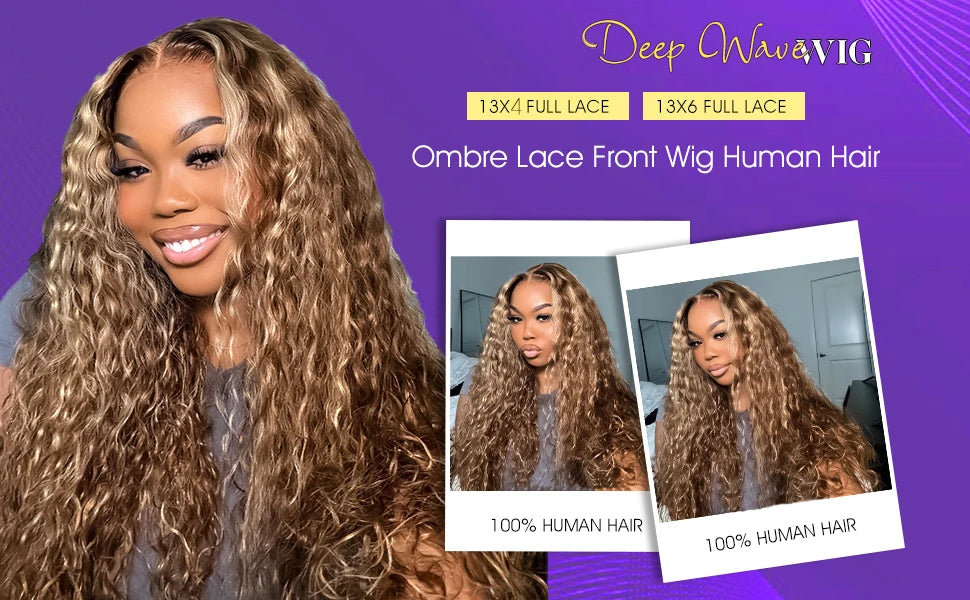Highlight Wig Human Hair Deep Wave Frontal Wig Hd Lace Wig 13x6 Human Hair 13x4 Water Wave Wigs Curly Lace Front Human Hair Wig