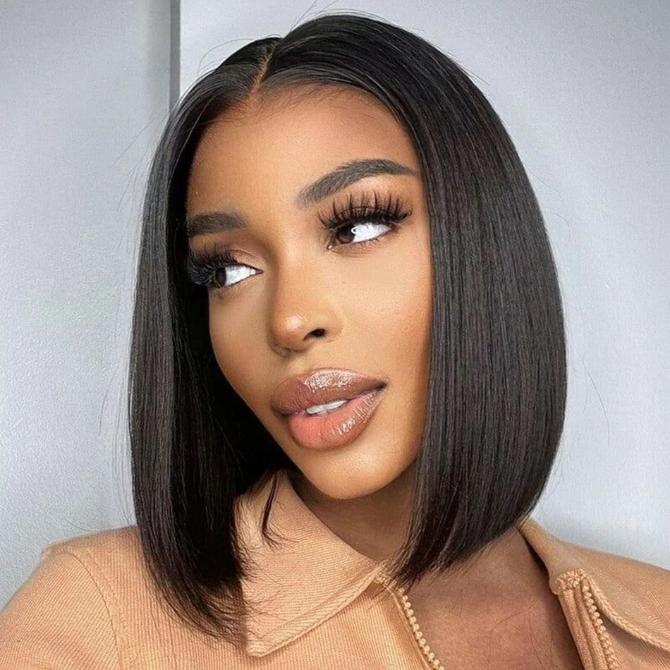 Bob Wig Brazilian Hair Lace Front Human Hair Wigs Short Bob Wig Pre Plucked Natural Color 4x4 Lace Part Lace Wigs For Women