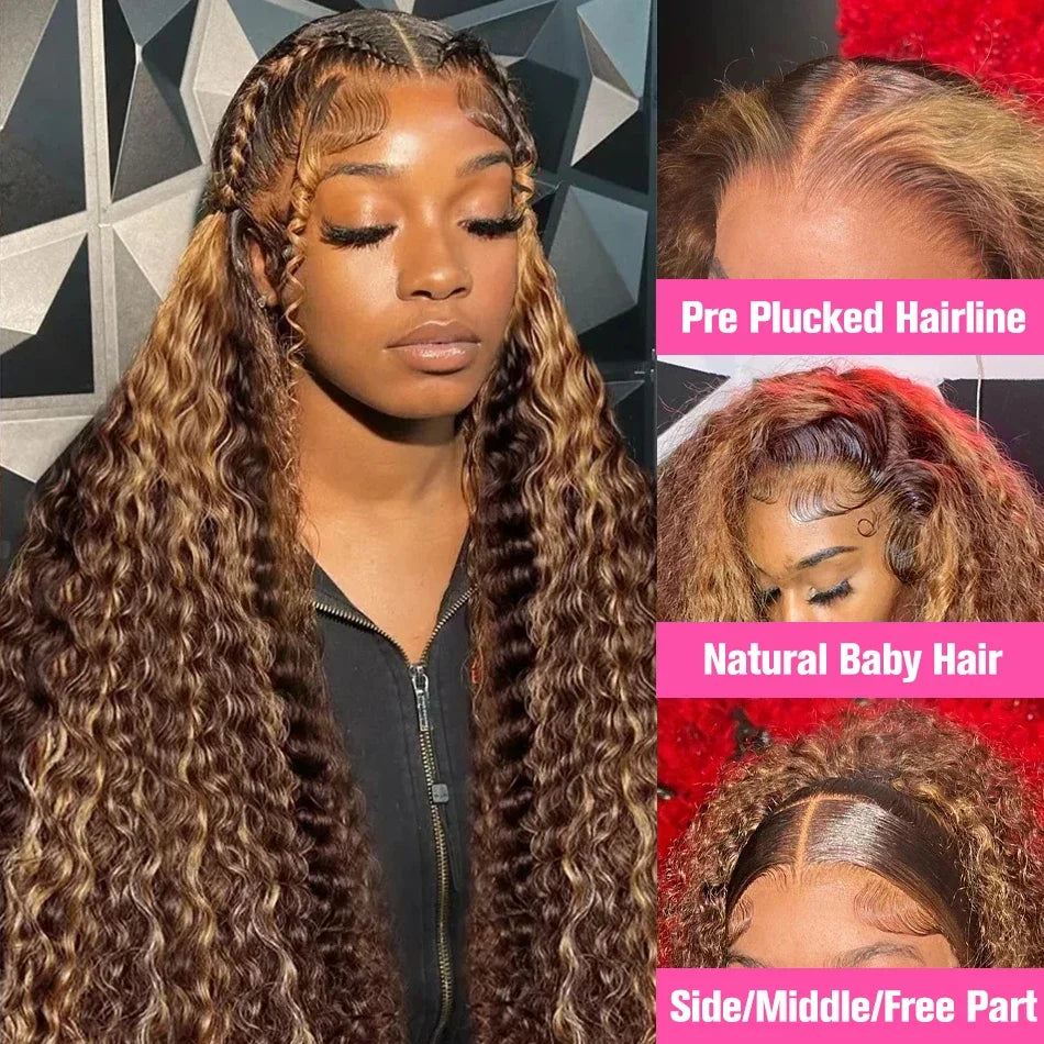Highlight Wig Human Hair Deep Wave Frontal Wig Hd Lace Wig 13x6 Human Hair 13x4 Water Wave Wigs Curly Lace Front Human Hair Wig