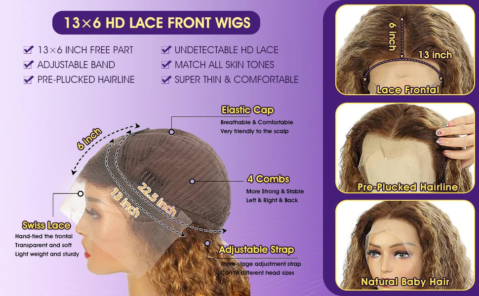 Highlight Wig Human Hair Deep Wave Frontal Wig Hd Lace Wig 13x6 Human Hair 13x4 Water Wave Wigs Curly Lace Front Human Hair Wig