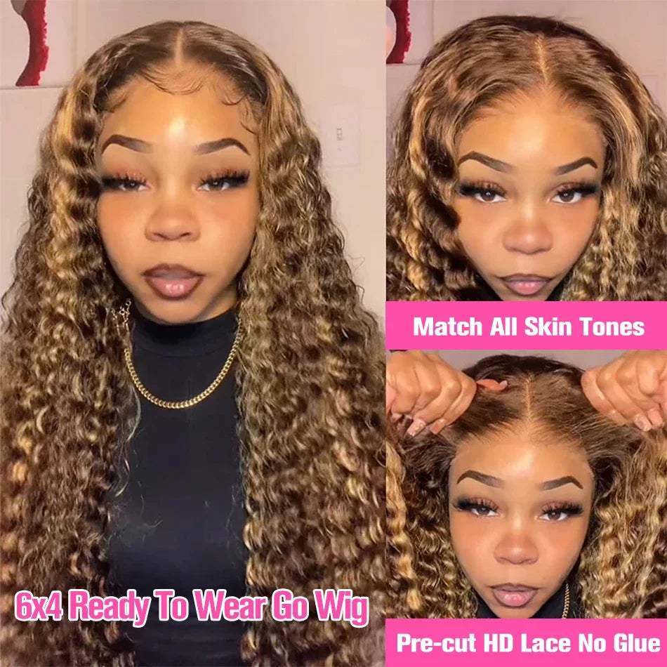 Highlight Wig Human Hair Deep Wave Frontal Wig Hd Lace Wig 13x6 Human Hair 13x4 Water Wave Wigs Curly Lace Front Human Hair Wig